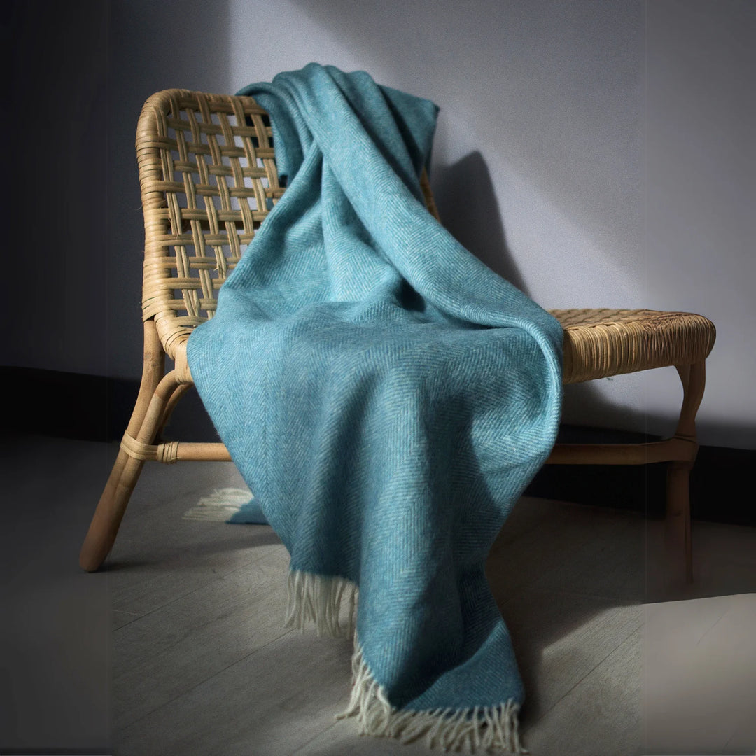 British Lambswool Blanket blue teal