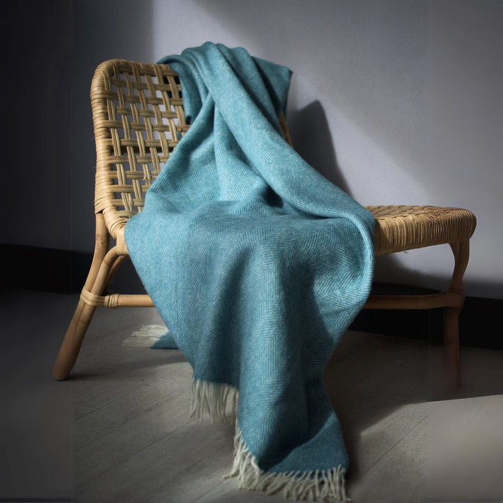 British Lambswool Blanket blue teal