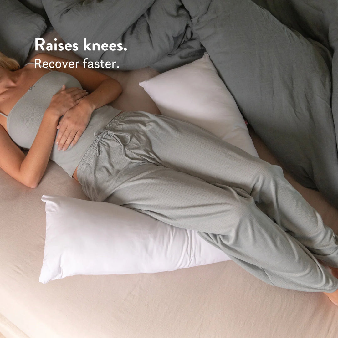 V Shaped British Wool Pillow - 100% Cotton Cover - Natural height adjustable OEKO-tex standard 100 Raises knees in bed, recover faster.