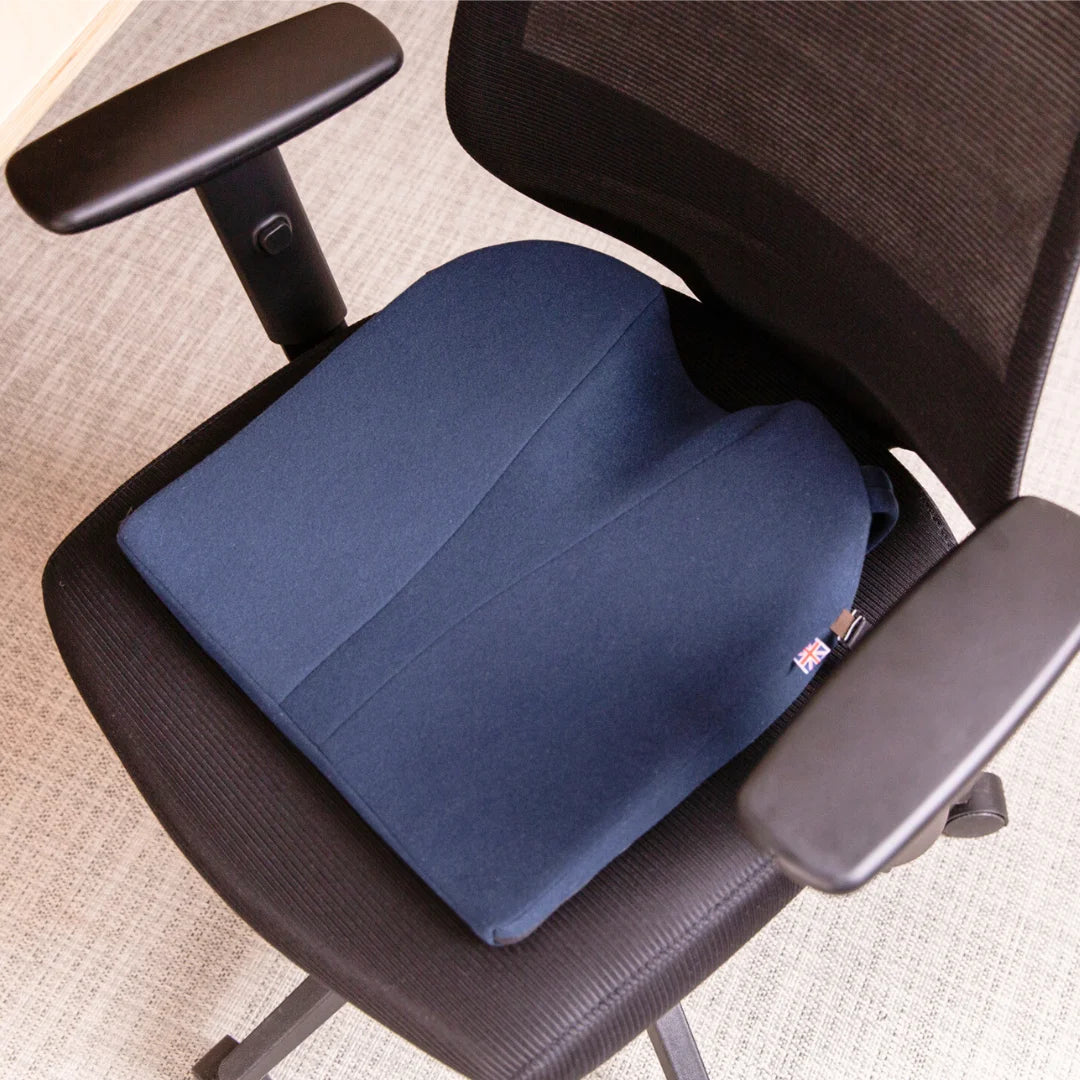 11° Degree Wedge Coccyx Cut Out - Putnams navy blue office chair cushion