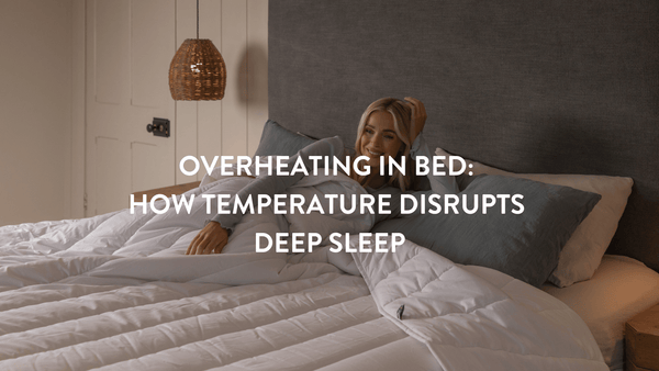 Person lying in bed comfortably with Putnams cooling bedding solutions solving why do I overheat when I sleep problems