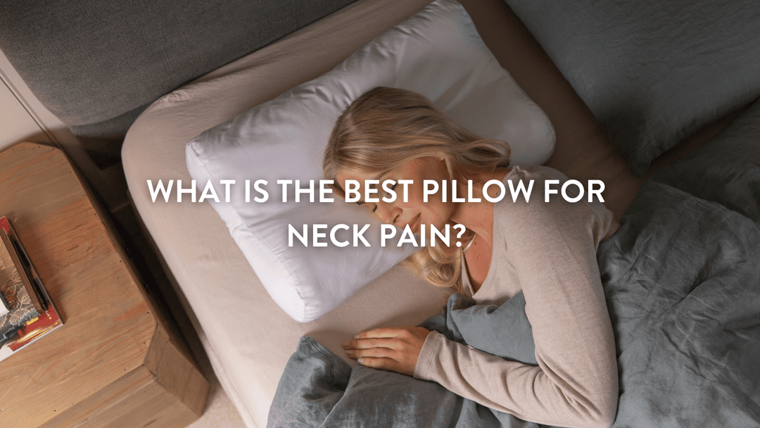 person sleeping on a Putnams British Wool Contour Pillow to combat neck pain