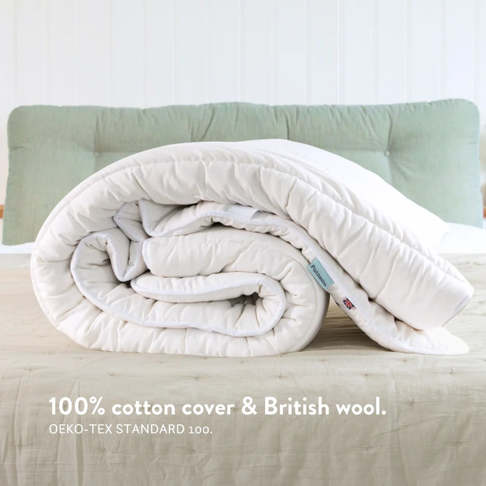 British Wool Mattress Topper OEKO TEX Standard 100 100% cotton UK made Putnams