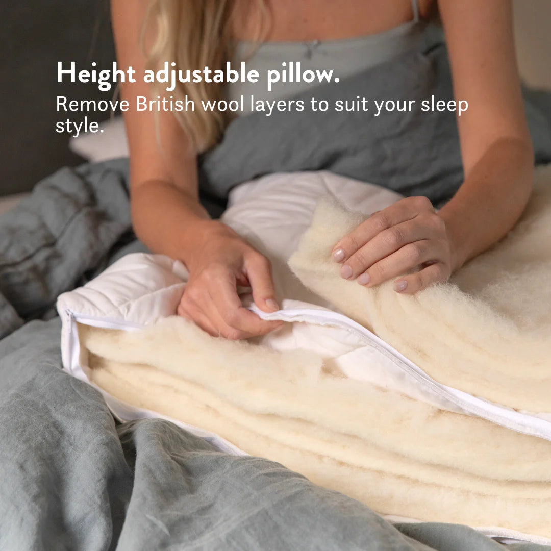 British Wool Duvet & Pillow Set - 100% cotton Bundle - hypoallergenic, natural OEKO tex standard 100, handmade in the UK, breathable, temperature regulating, anti-dust mite. Bedding set.