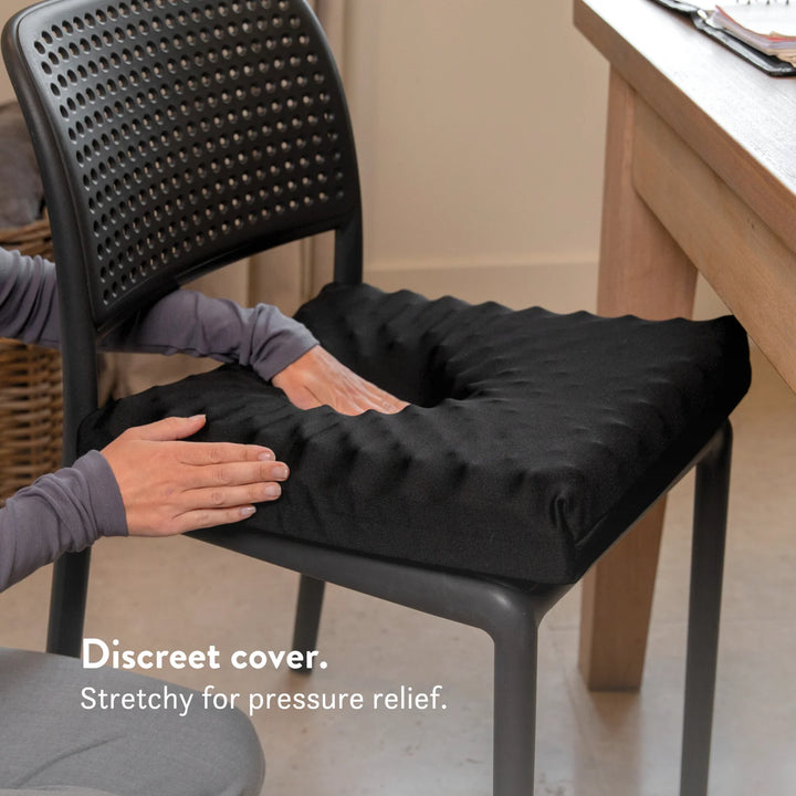 Proximal Hamstring Tendinopathy Cushion for office, car, driving, dining chair, armchair and sofa. Handmade in the UK with a 2 year guarantee. High density foam.