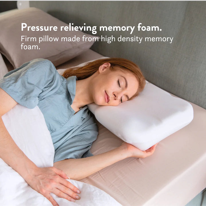 Pressure relieving, high density memory foam. Putnam Memory Foam Pillow 100% cotton cover recommended by chiropractors Made in the UK orthopedic pillow 