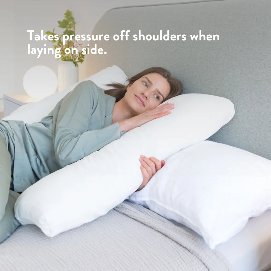 Takes pressure off shoulders when laying on side U shaped XL cuddle pillow for shoulder arm pain when side sleeping Putnams