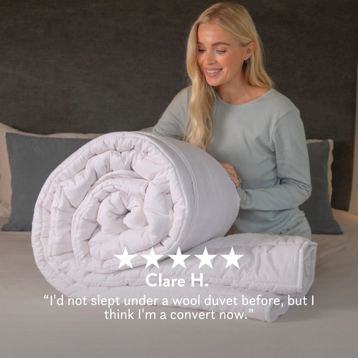 Graphite Latex Pillow & British Wool Duvet Set - Bundle Handmade in the UK, 100% cotton natural bedding bundle