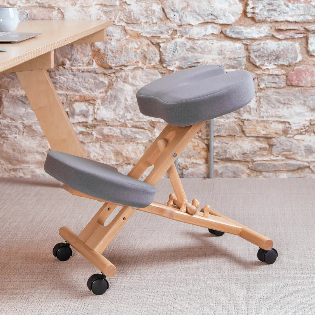 Coccyx Posture Chair - Putnams solid wood fsc frame locally made uk grey coccyx