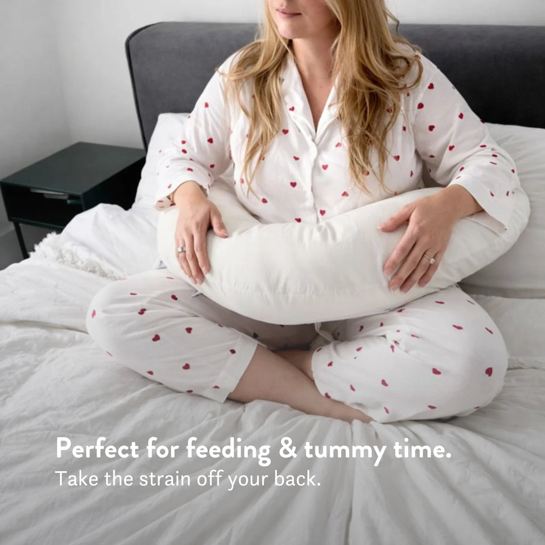 Organic cotton pregnancy pillow British wool Perfect for feeding & tummy time. Take the strain off your back.