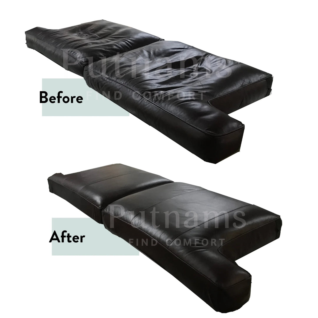 Sofa Cushion Refilling Service - UK Wide leather before and after