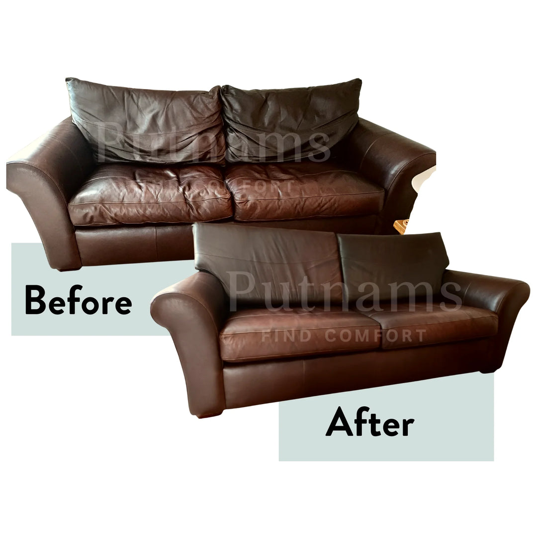 Sofa Cushion Refilling Service - UK Wide leather before and after