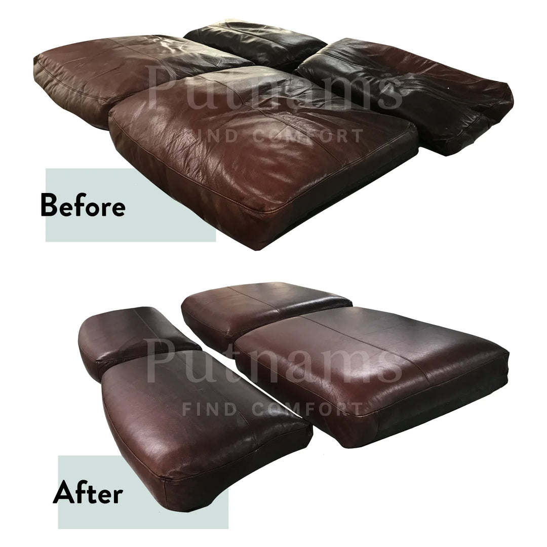 Sofa Cushion Refilling Service - UK Wide leather before and after