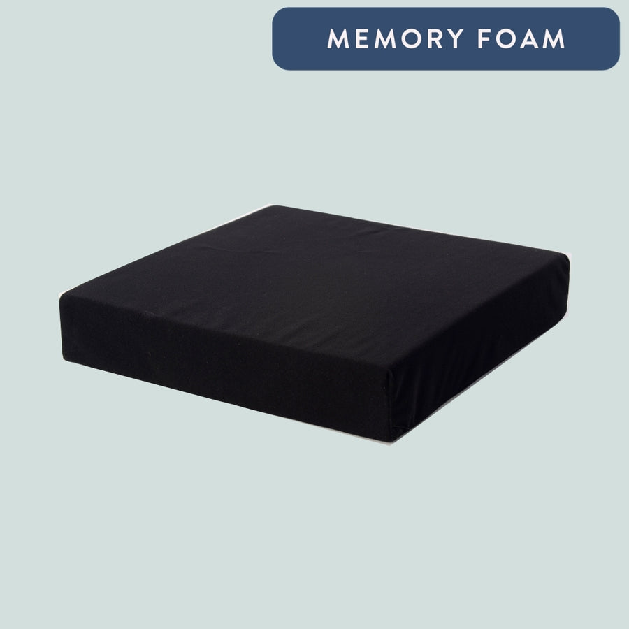 Memory Foam Cushion 8cm black washable cover- Putnams